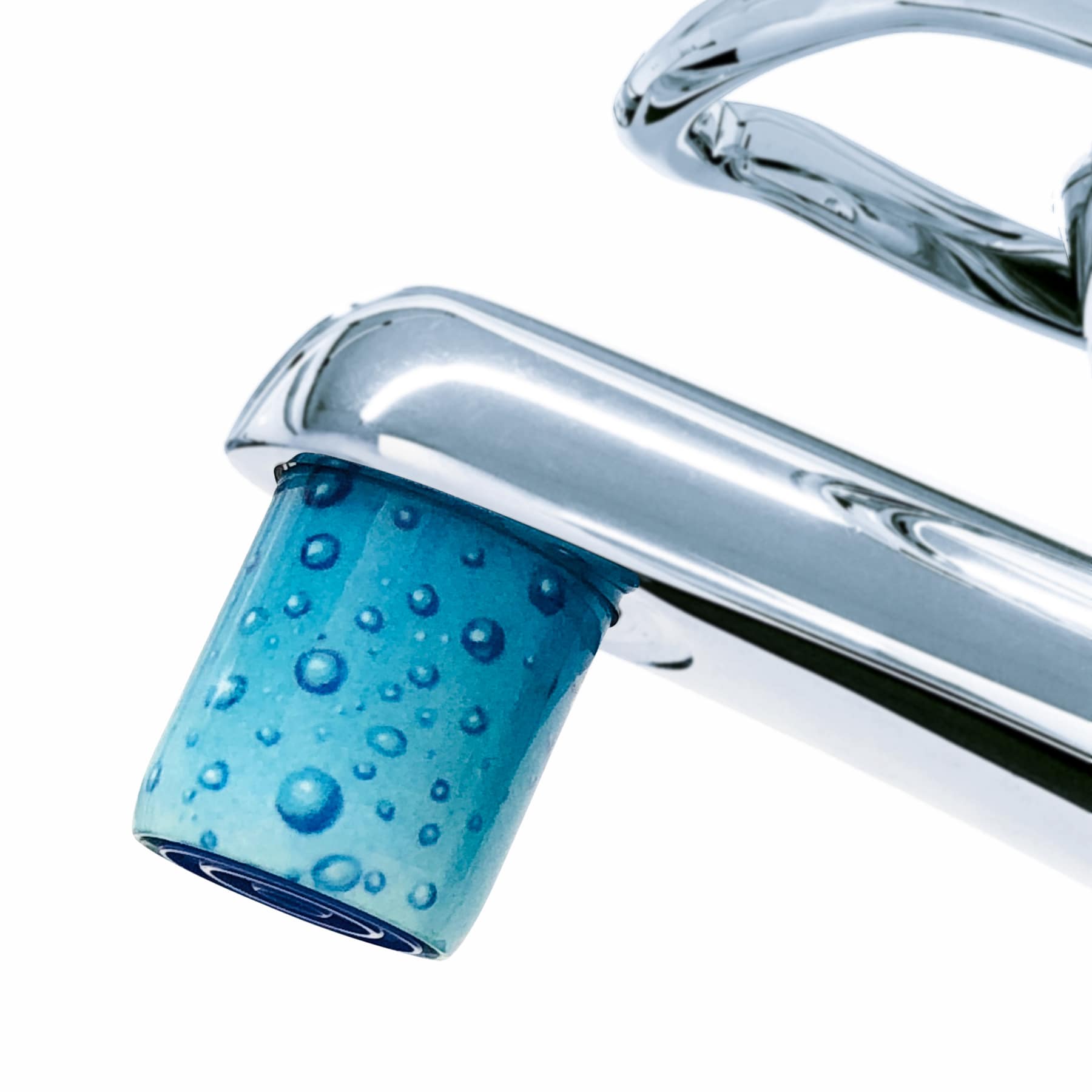 AquaClic-Strahlregler mit  Acqua Spumante-Design für eine umweltfreundliche Nutzung des Wasserhahns