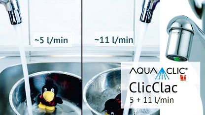 Verdoppeln oder halben Sie in der Küche oder im Bad den Wasserverbrauch mit dem ClicClac
