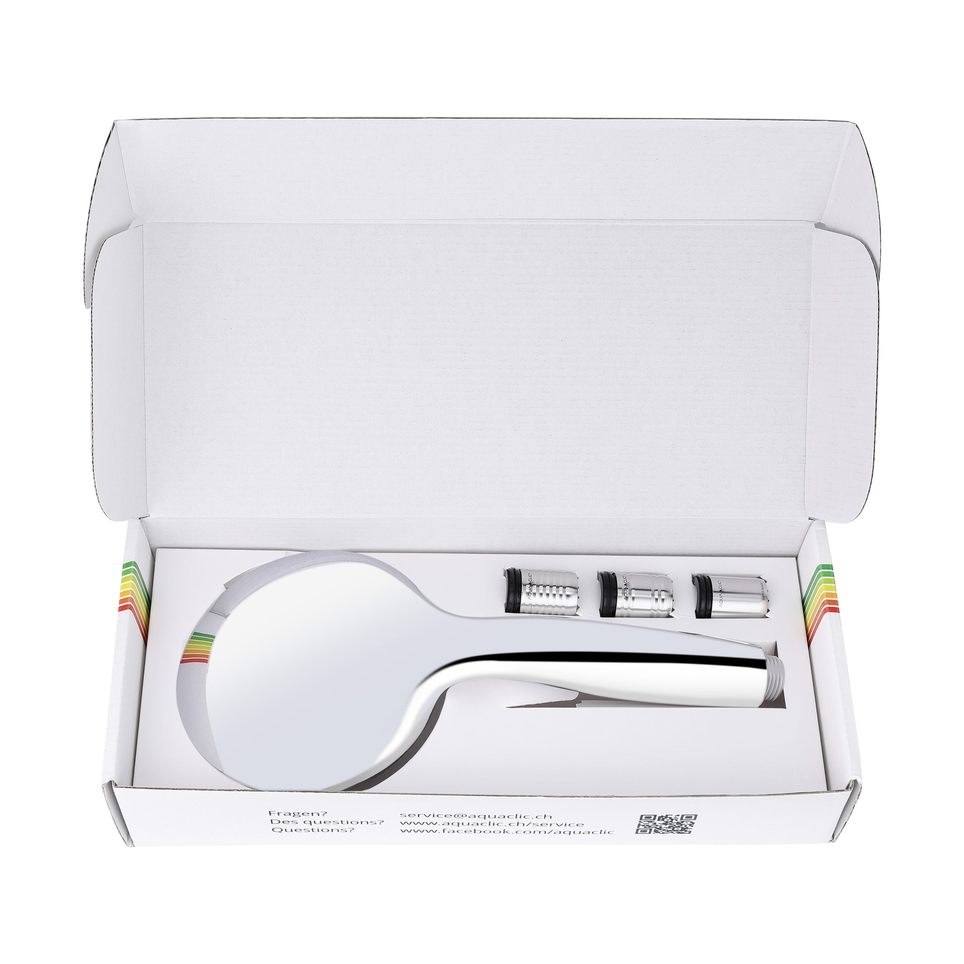 Combi-Box für eine umstellbare Mehr-Strahl-Brause und 3 AquaClic-Wassersparer