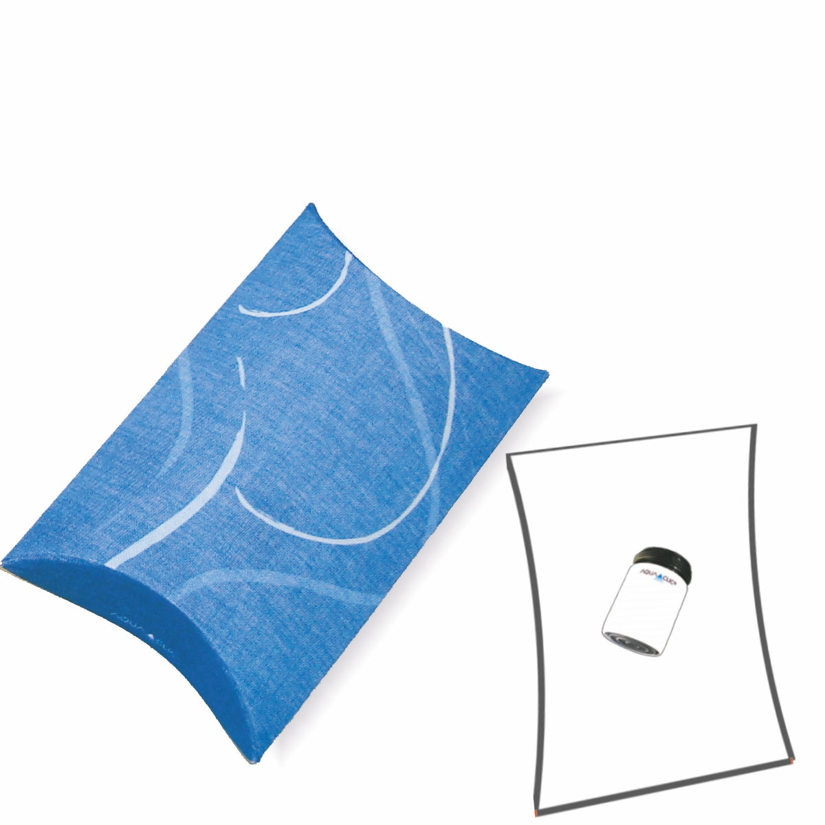 Kissen-Verpackung als Geschenk in echtem Leinen, blau, für 1 AquaClic für den Wasserhahn