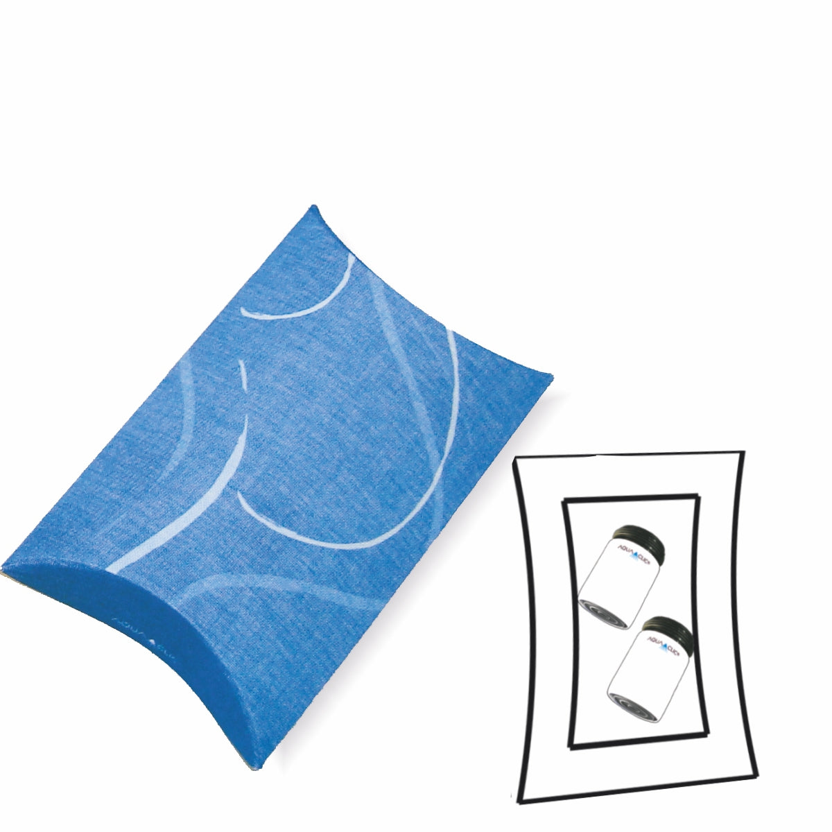 Kissen-Verpackung als Geschenk in echtem Leinen, blau, für 2 AquaClic für den Wasserhahn